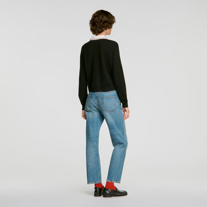Fitzgerald Beaded polo-neck jumper Black