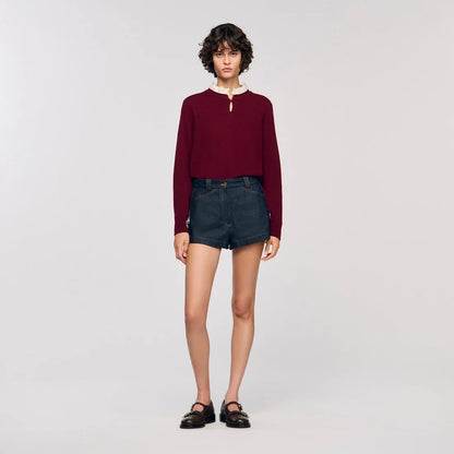 Amaris Ruffled-Neck Jumper Bordeaux