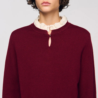 Amaris Ruffled-Neck Jumper Bordeaux