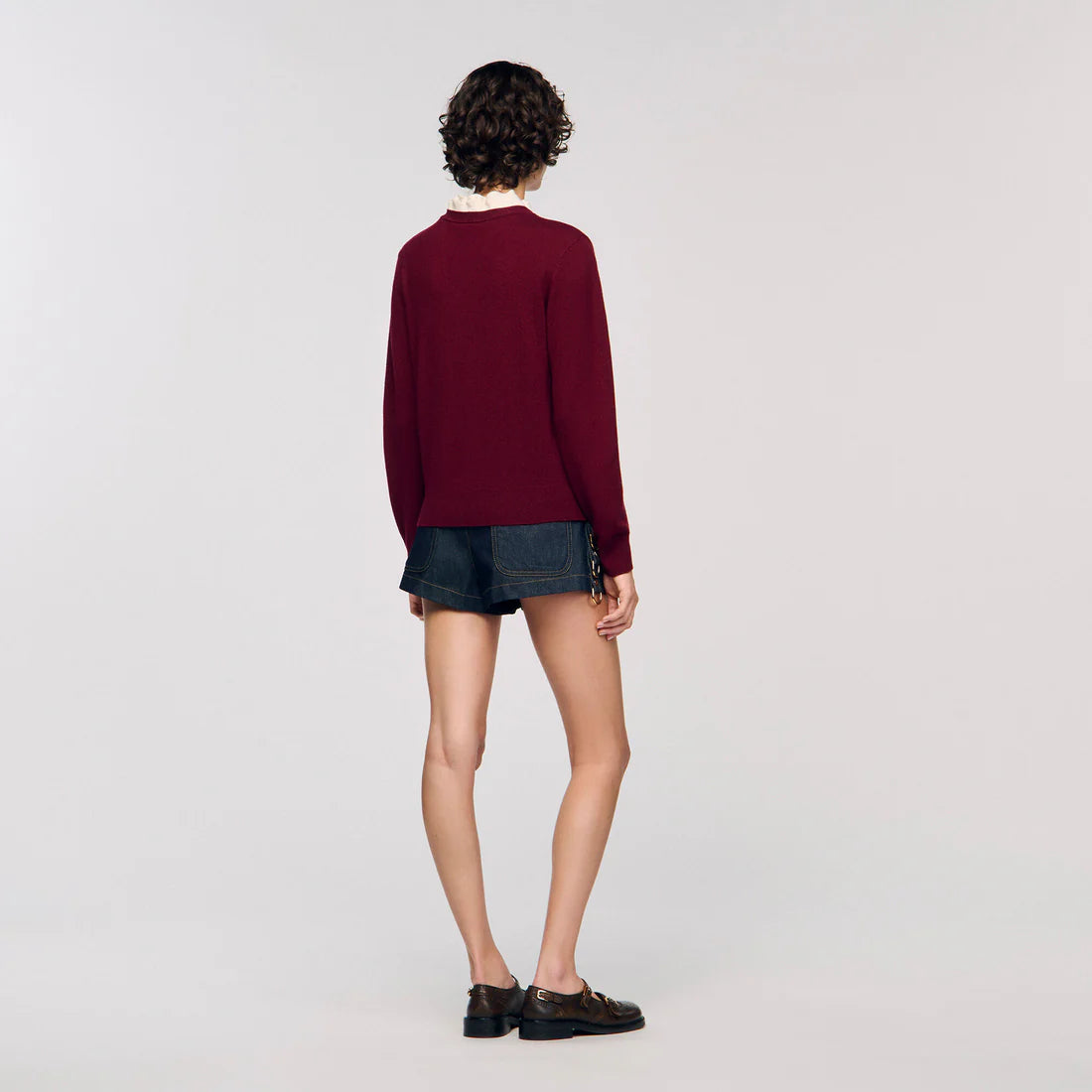 Amaris Ruffled-Neck Jumper Bordeaux
