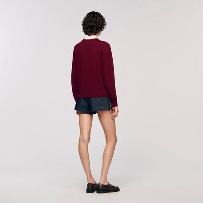 Amaris Ruffled-Neck Jumper Bordeaux