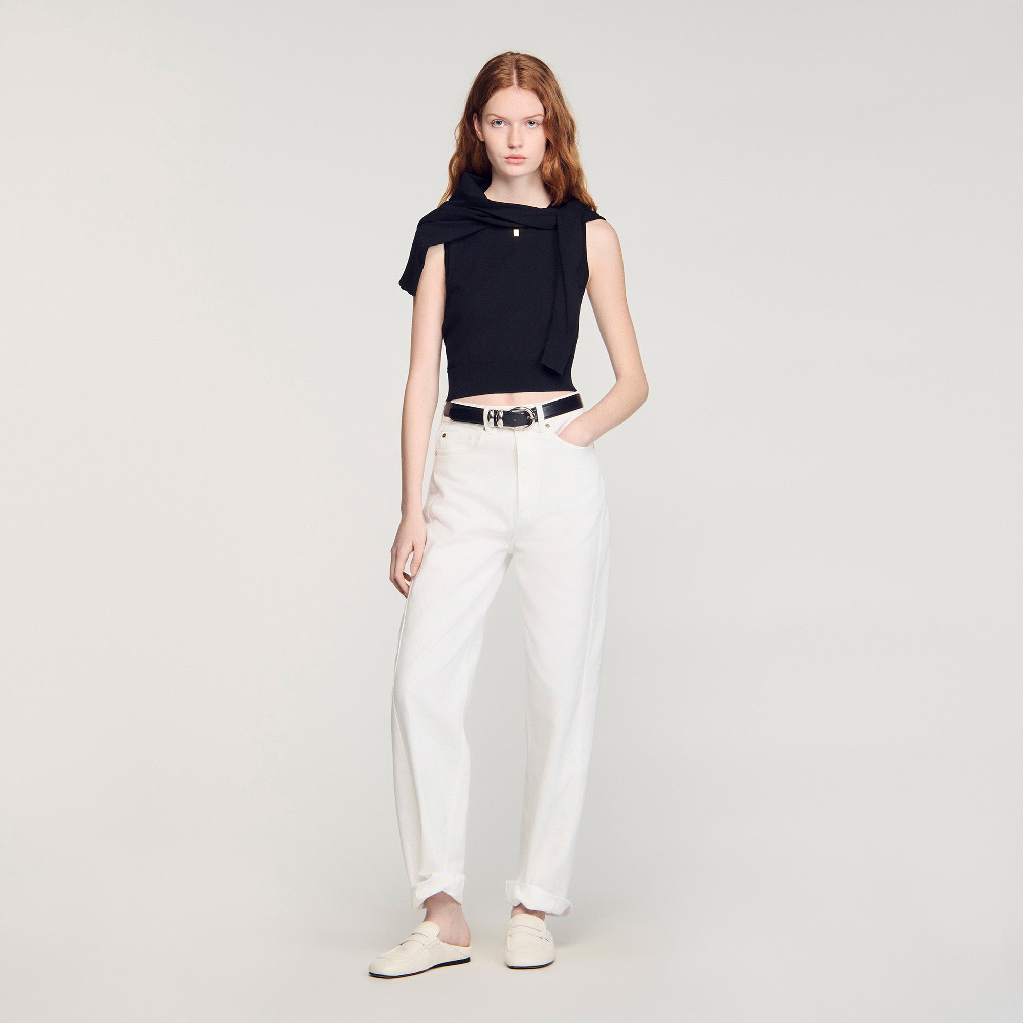 Timeo Sleeveless Short Knit Jumper Black