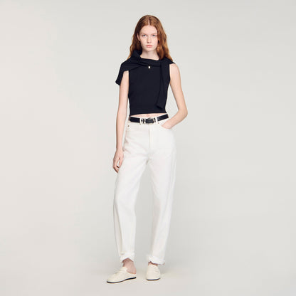 Timeo Sleeveless Short Knit Jumper Black