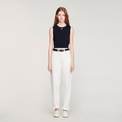 Timeo Sleeveless Short Knit Jumper Black