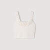 Calice Floral Knit Crop Top White