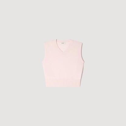 Calliste Embroidered Short Wool Cashmere Top Light Pink