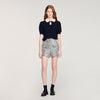 Madine Pearl Collar Cable Knit Jumper Black