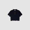 Campea Decorative Knit Polo-Neck Jumper Navy Blue