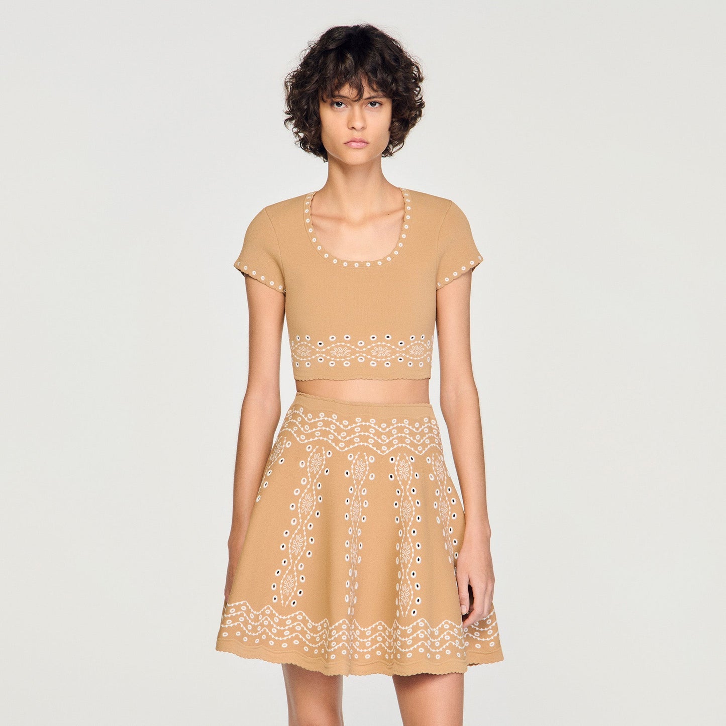 Siena Jumper With Contrast Embroidery Beige