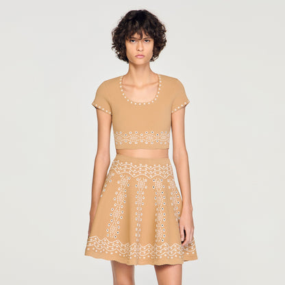Siena Jumper With Contrast Embroidery Beige