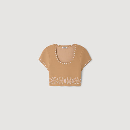 Siena Jumper With Contrast Embroidery Beige