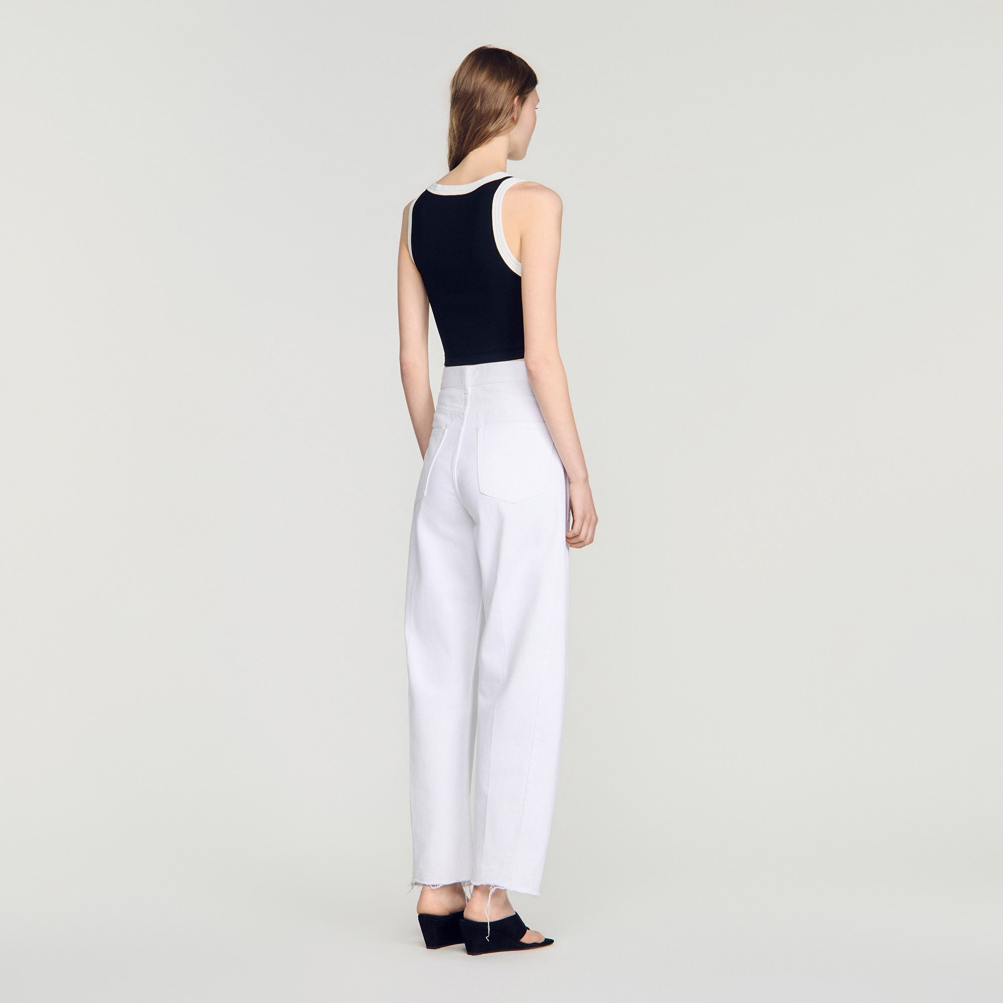 Villa Two-Tone Cropped Knit Top Black