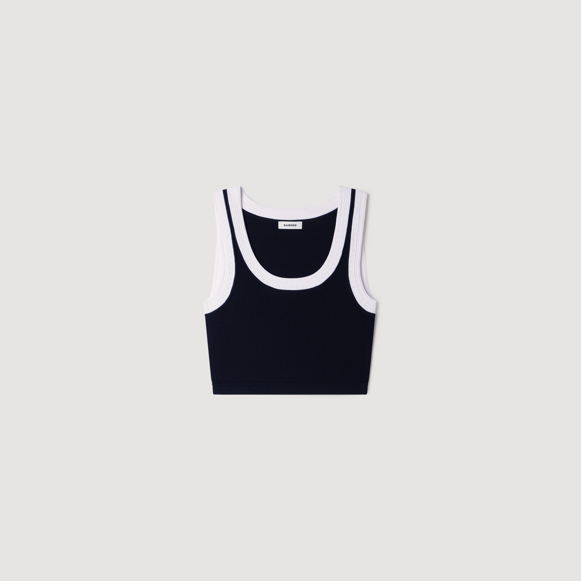 Villa Two-Tone Cropped Knit Top Black