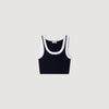 Villa Two-Tone Cropped Knit Top Black