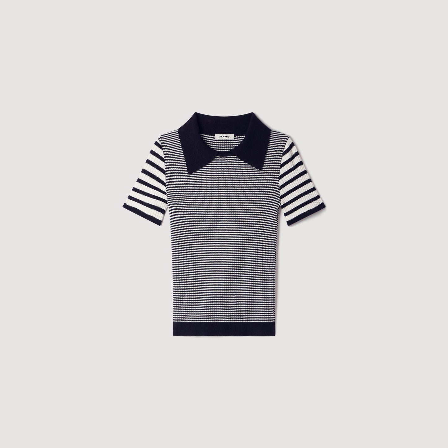 Ludo Striped Polo-Style Jumper Black / Ecru