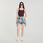 Aloe Pointelle knit vest top with bow Brown