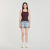 Aloe Pointelle knit vest top with bow Brown