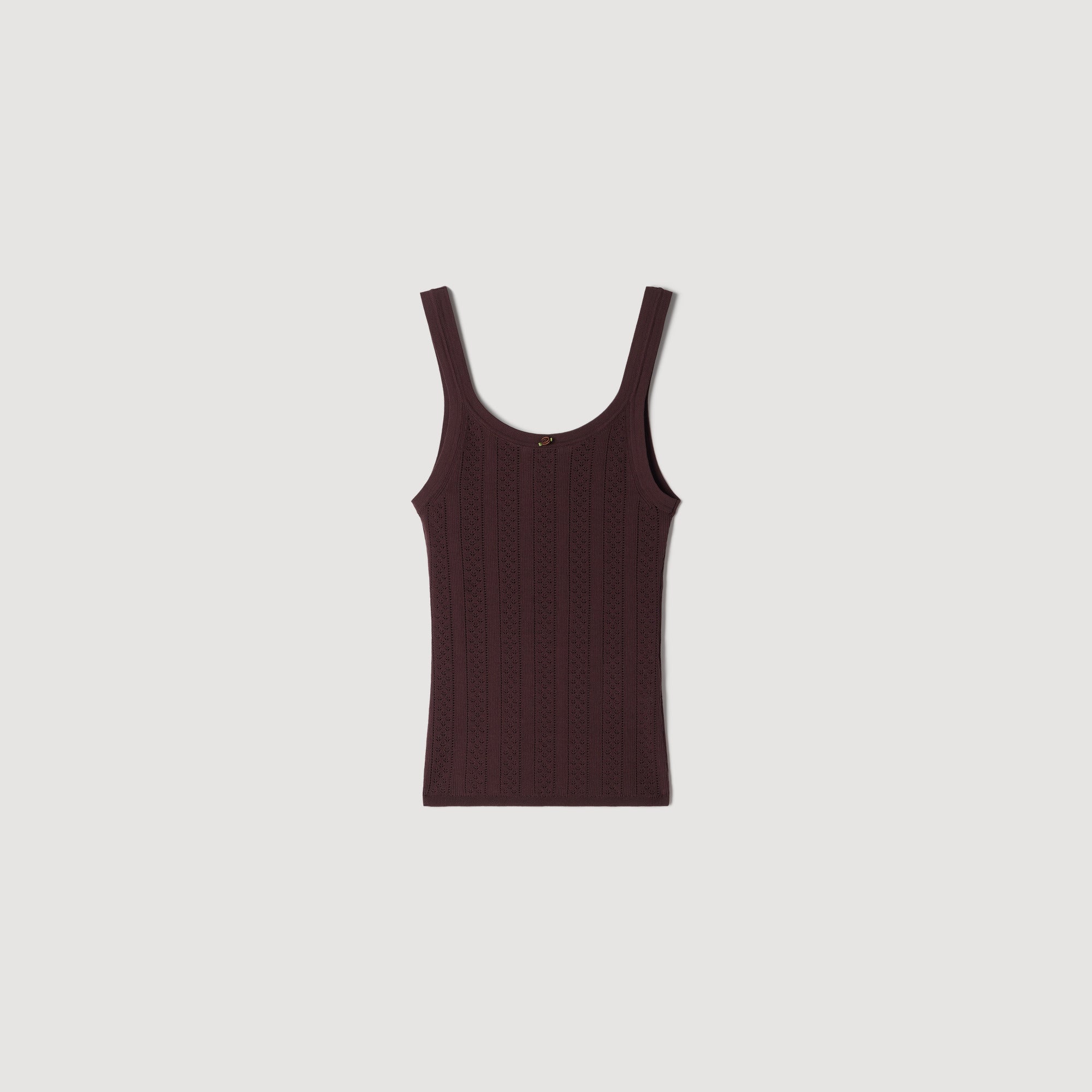 Aloe Pointelle knit vest top with bow Brown