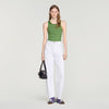 Ona Striped vest top with tassels Green / Ecru