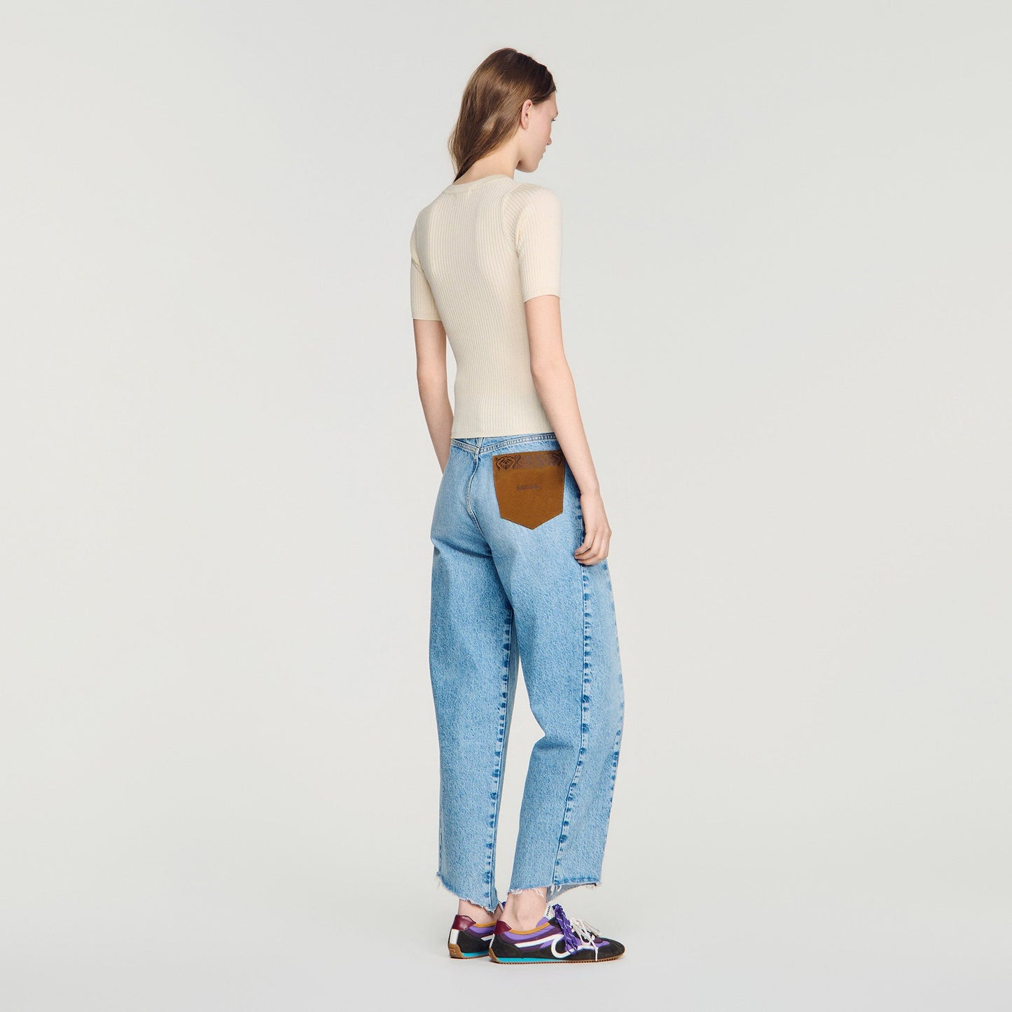 Calypsea Jumper With Ribbed Button Placket Ecru