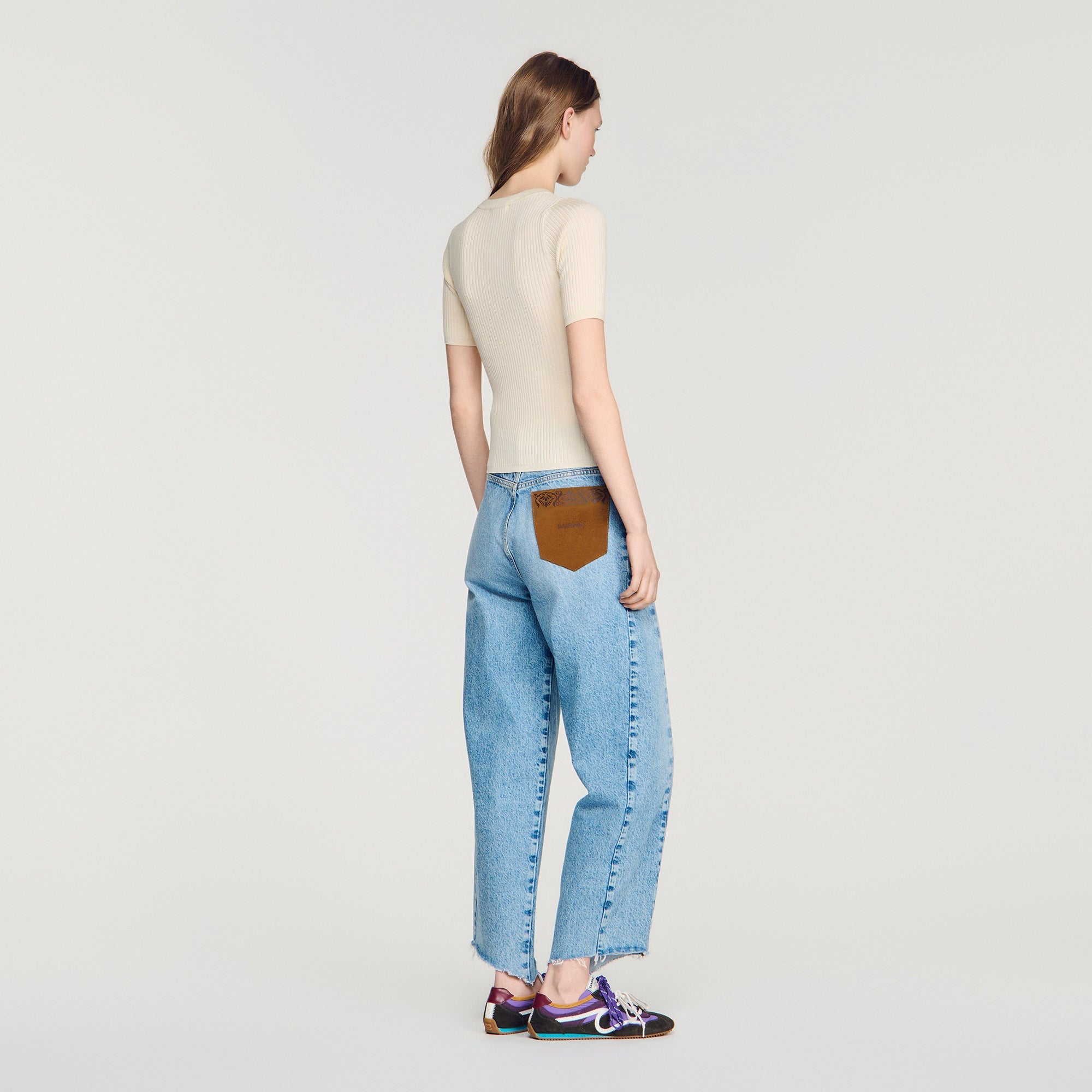 Calypsea Jumper With Ribbed Button Placket Ecru
