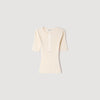 Calypsea Jumper With Ribbed Button Placket Ecru