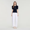 Calypsea Jumper With Ribbed Button Placket Black