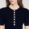 Calypsea Jumper With Ribbed Button Placket Black