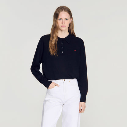 Miki Wool Polo Shirt With Logo Black