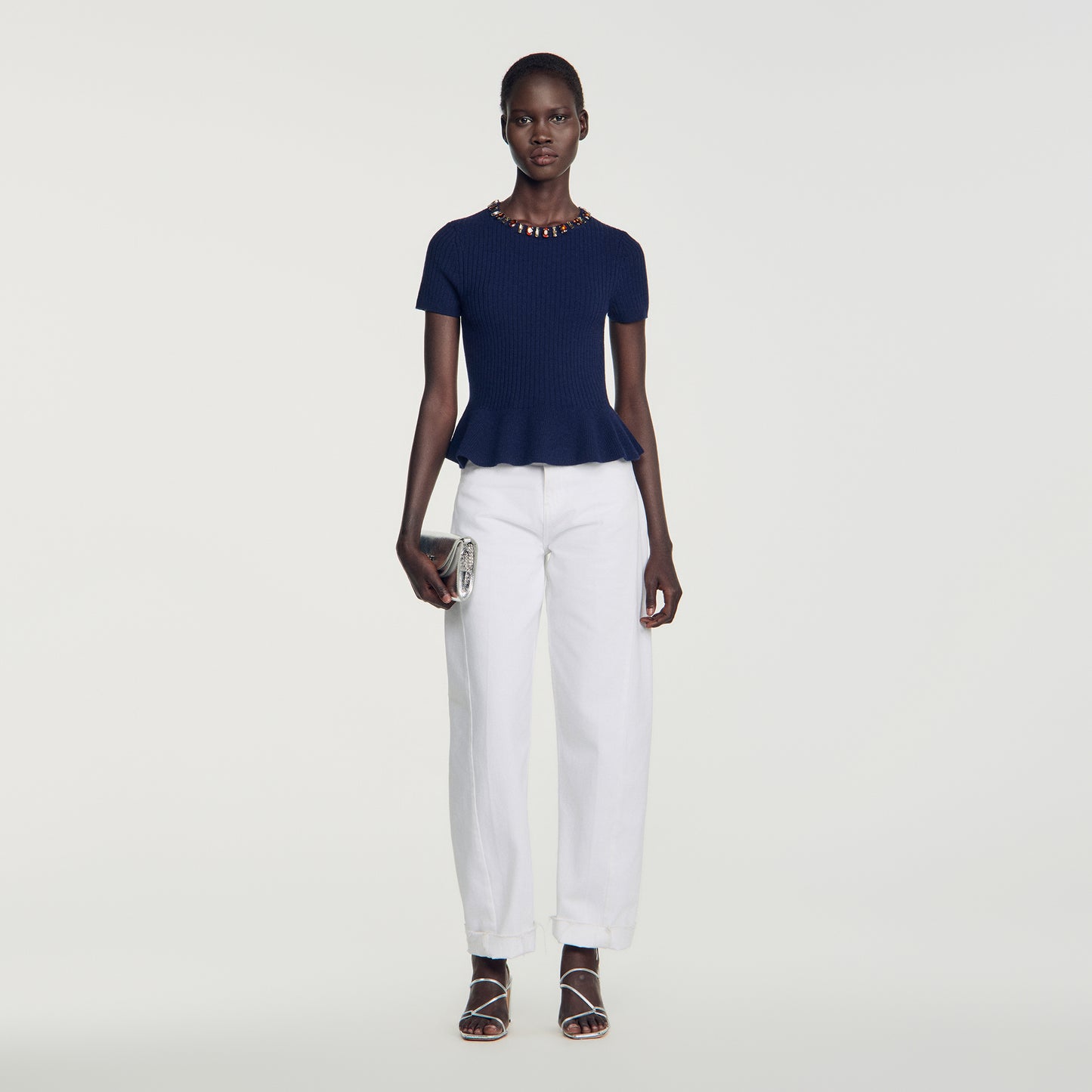 Jesse Ribbed wool and cashmere jumper Navy Blue