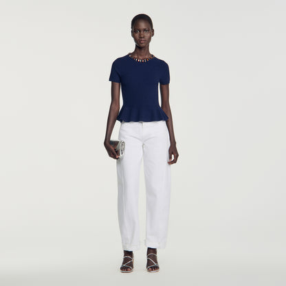 Jesse Ribbed wool and cashmere jumper Navy Blue