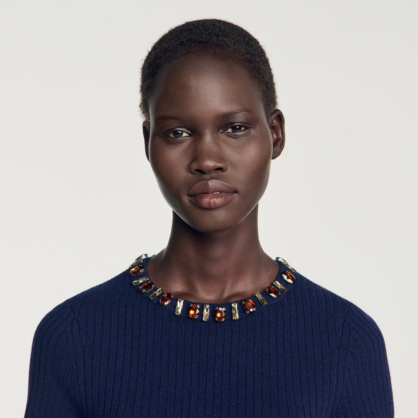 Jesse Ribbed wool and cashmere jumper Navy Blue