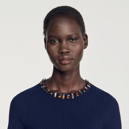 Jesse Ribbed wool and cashmere jumper Navy Blue