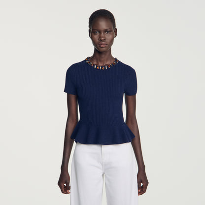 Jesse Ribbed wool and cashmere jumper Navy Blue