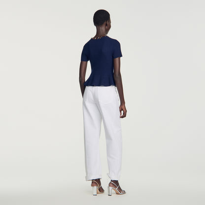 Jesse Ribbed wool and cashmere jumper Navy Blue