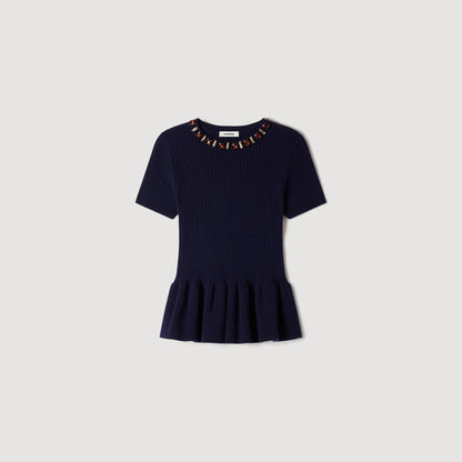Jesse Ribbed wool and cashmere jumper Navy Blue