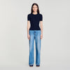 Ingrid Ribbed Short-Sleeved Jumper Navy Blue