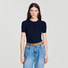 Ingrid Ribbed Short-Sleeved Jumper Navy Blue