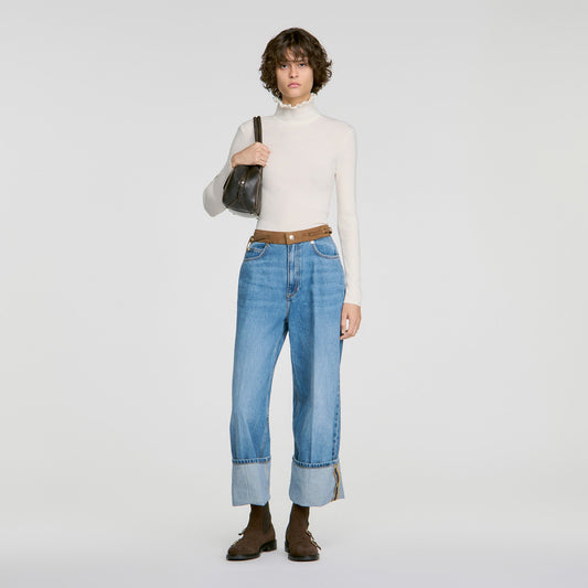 Lana Ruffled roll-neck wool jumper Ecru