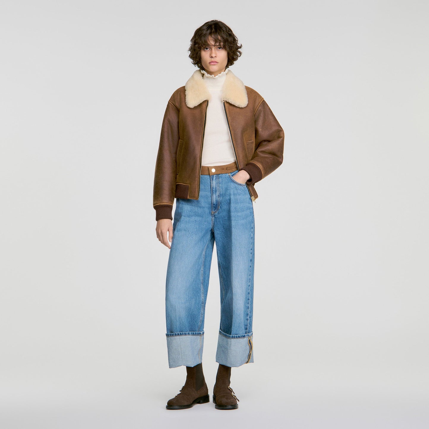 Lana Ruffled roll-neck wool jumper Ecru