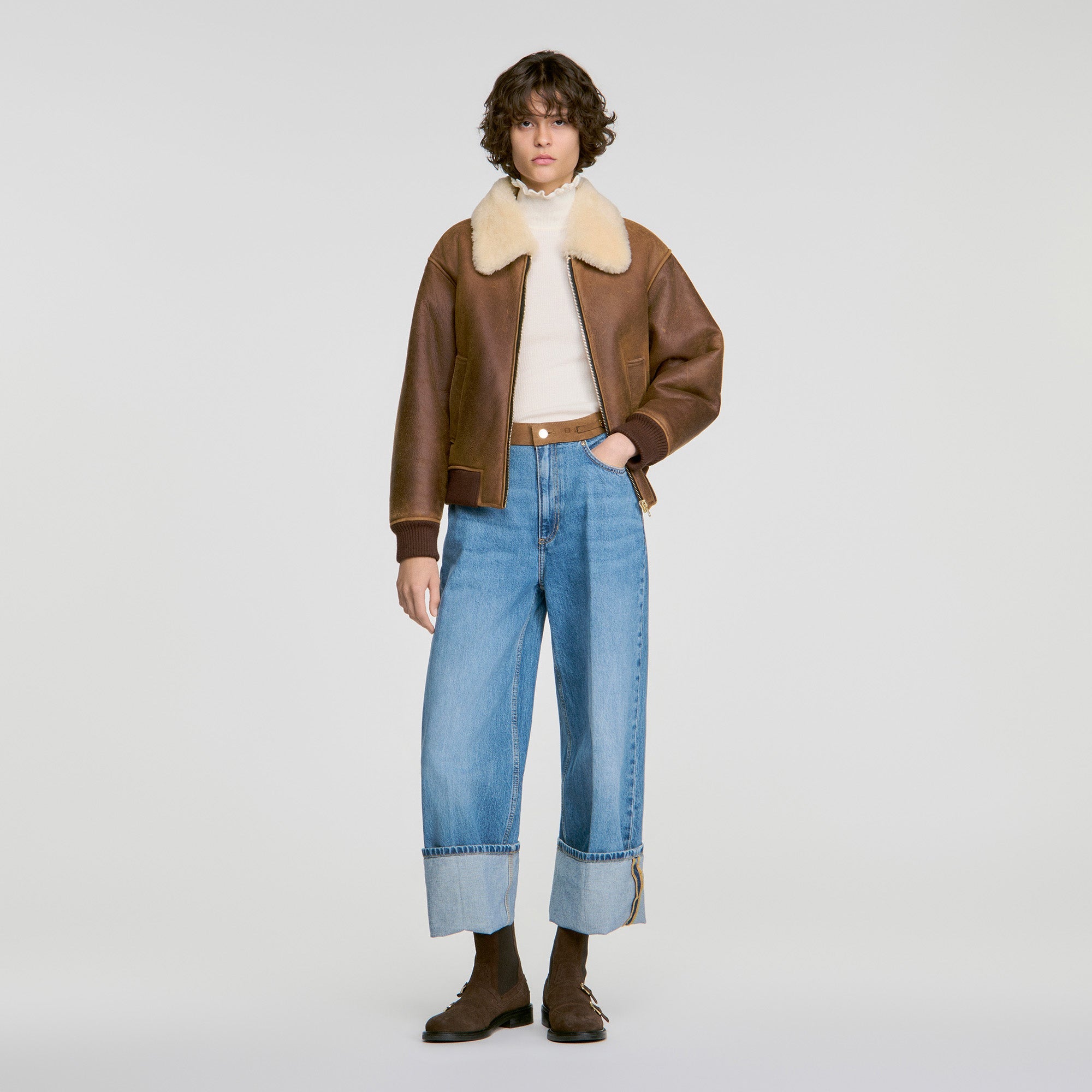 Lana Ruffled roll-neck wool jumper Ecru