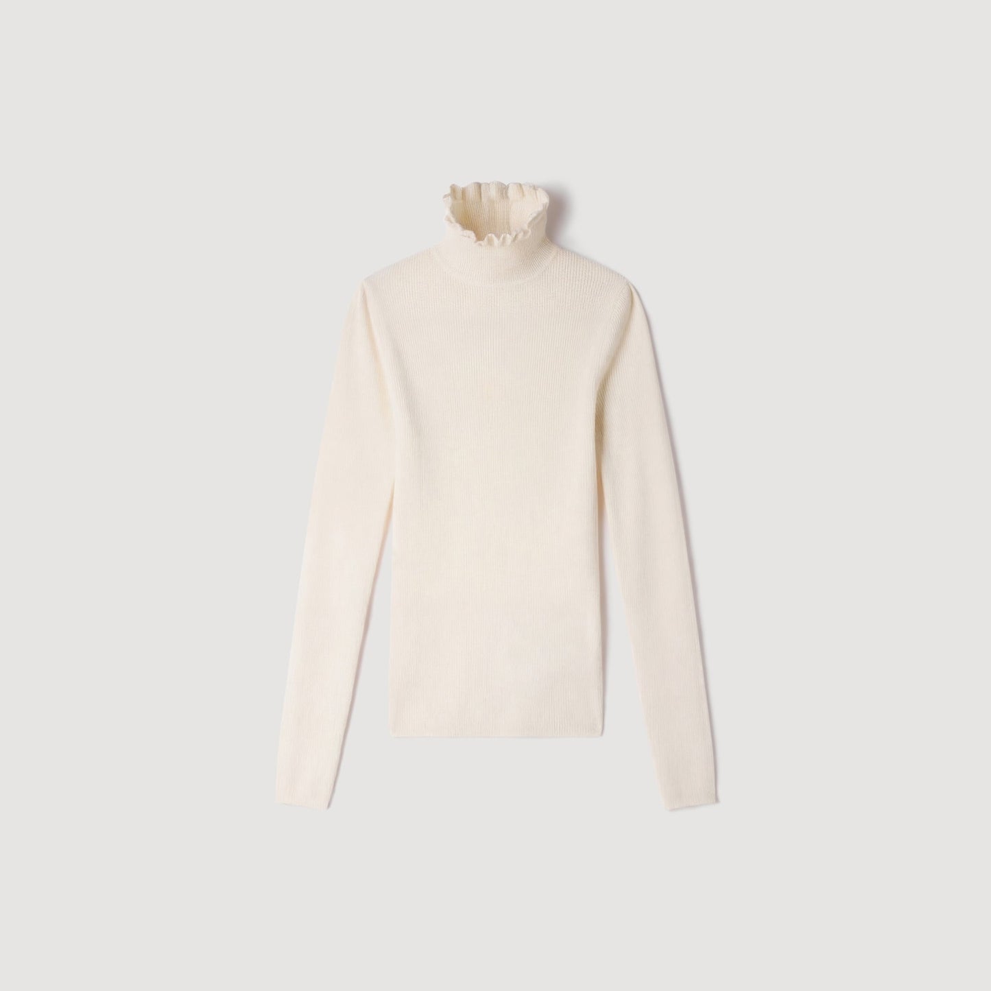 Lana Ruffled roll-neck wool jumper Ecru