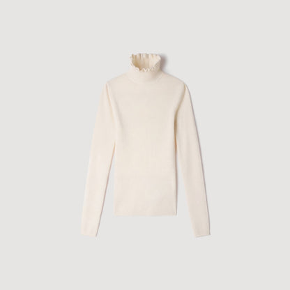 Lana Ruffled roll-neck wool jumper Ecru
