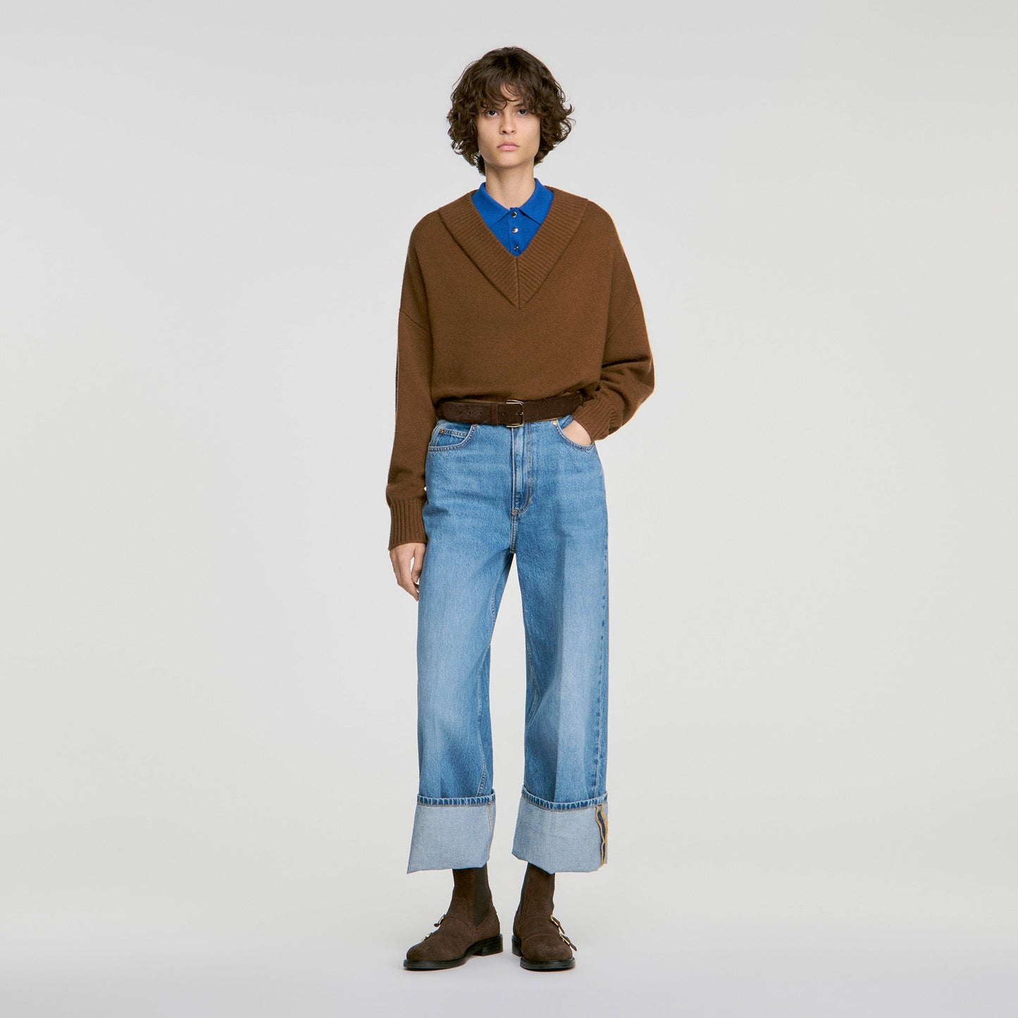 Sloane 2-in-1 wool and cashmere jumper Camel