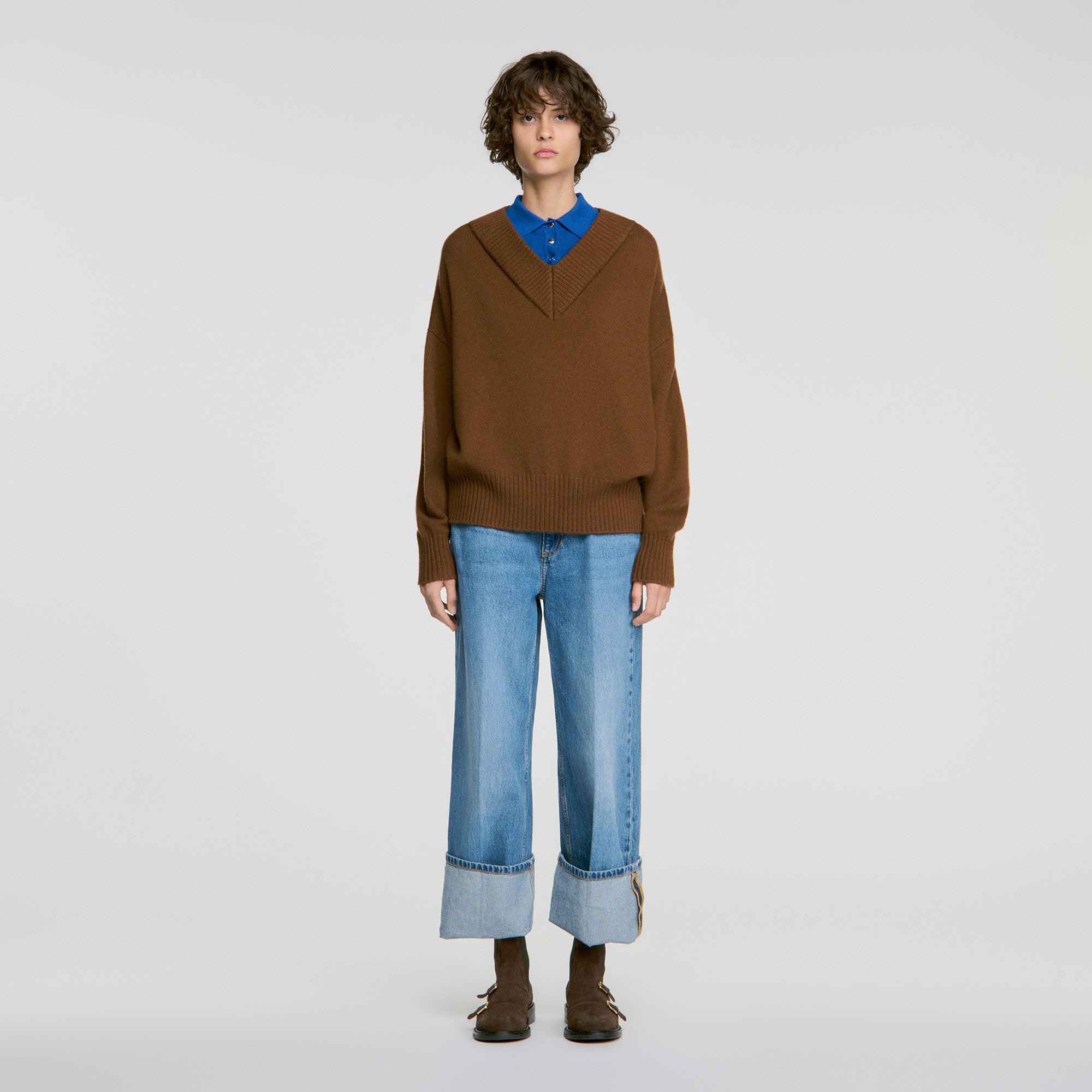 Sloane 2-in-1 wool and cashmere jumper Camel