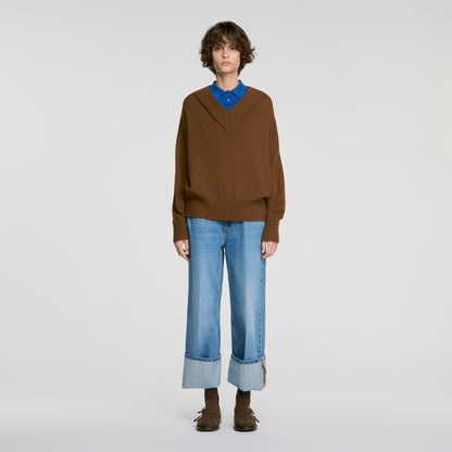 Sloane 2-in-1 wool and cashmere jumper Camel