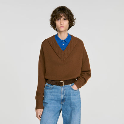 Sloane 2-in-1 wool and cashmere jumper Camel