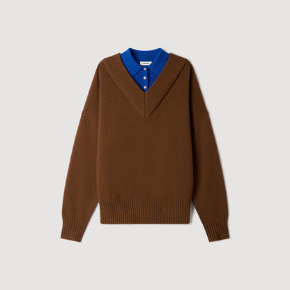 Sloane 2-in-1 wool and cashmere jumper Camel