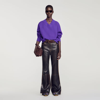 Purple Ribbed Wool And Cashmere Jumper Purple