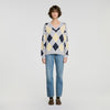 Jennie Rhinestone Argyle jumper Grey / Yellow